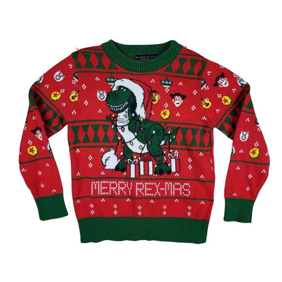 Disney Toy Story Toddler Christmas Ugly Sweater Merry Rexmas Rex Dinosaur Sz 4T - Picture 1 of 12